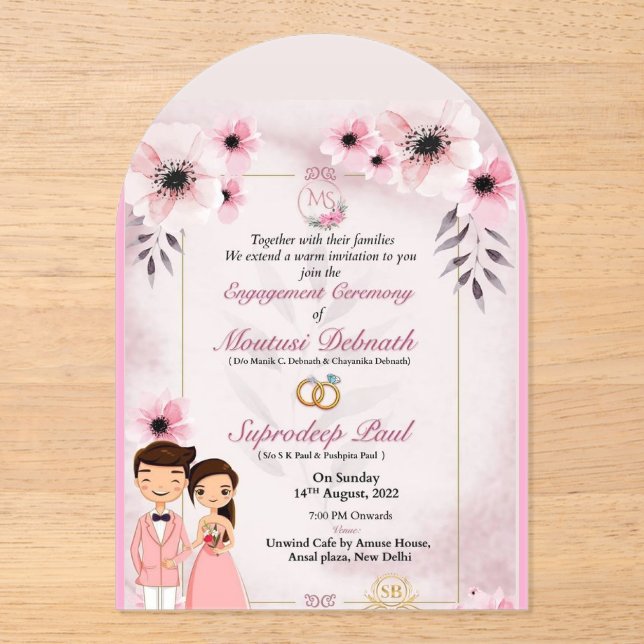Engagement Ceremony Invitation - Moutusi & Suprode (Front)