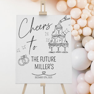 Engagement, Cheers, Modern, wedding Foam Board