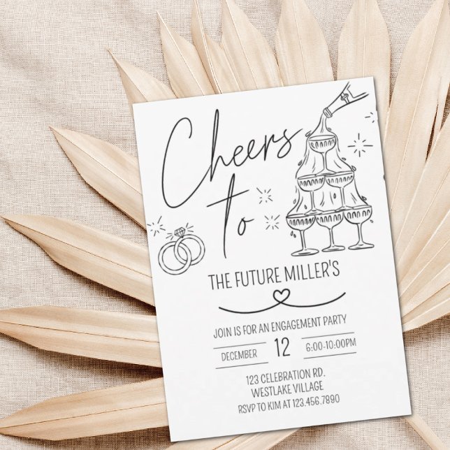 Engagement, Cheers, Modern, wedding Invitation (Creator Uploaded)