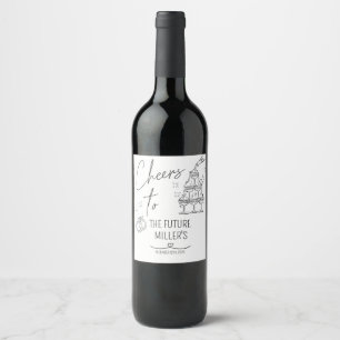 Engagement, Cheers, Modern, wedding Wine Label