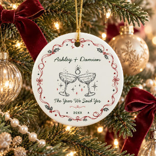 Engagement Christmas Couple Keepsake Personalized Ceramic Ornament