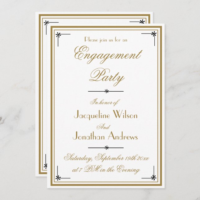 Engagement Classic Elegant Script Engagement Party Invitation (Front/Back)