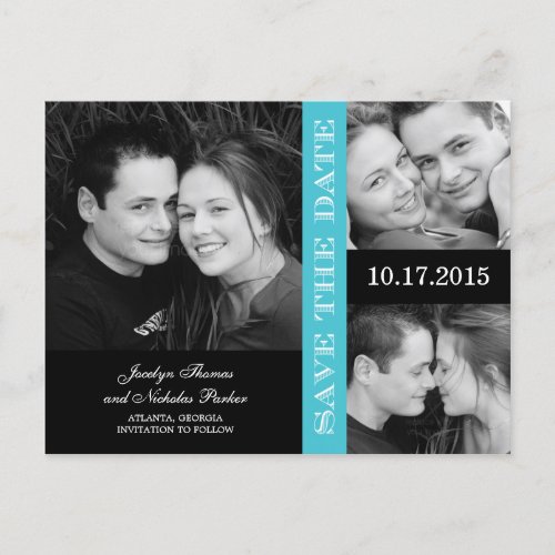 Engagement Collage Save The Date Announcement