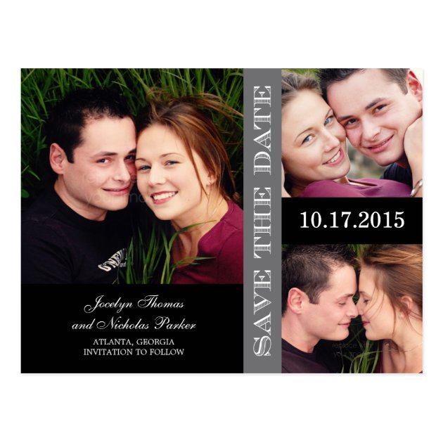 Engagement Collage Save The Date Announcement Postcard