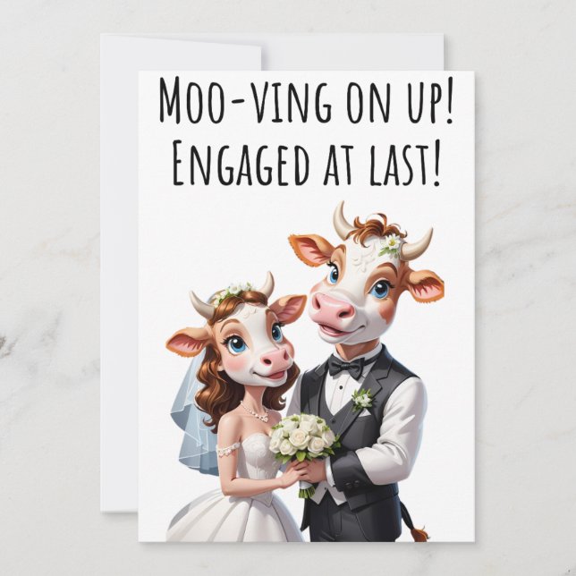 Engagement Congratulations Cards Funny Cow Card (Front)