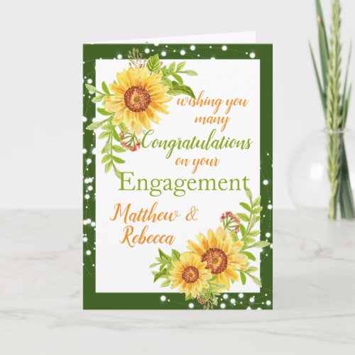 Engagement Congratulations Floral Sunflower Card