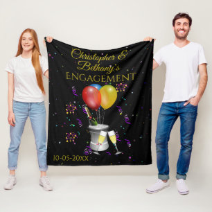 Engagement Congratulations Personalized Black Fleece Blanket