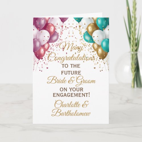 Engagement Congratulations Pink Blue Card