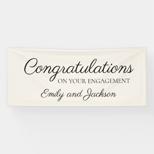 Engagement Congratulations Script Name Cream White Banner