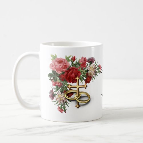 Engagement Courtship Prayer Roses  Cross Coffee Mug
