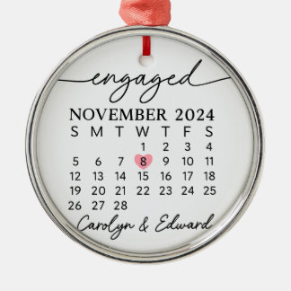 Engagement Day Keepsake Ornament, Personalized Eng Metal Ornament