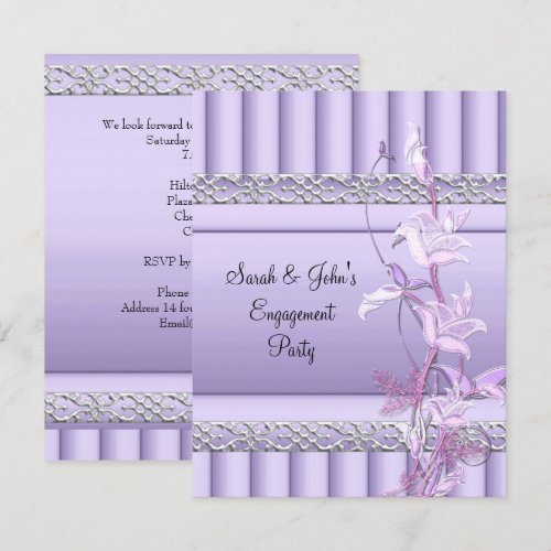 Engagement Elegant Soft Pretty Lilac Floral Personalized Announcement