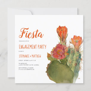 Engagement Fiesta Cactus Watercolor Floral Script Invitation