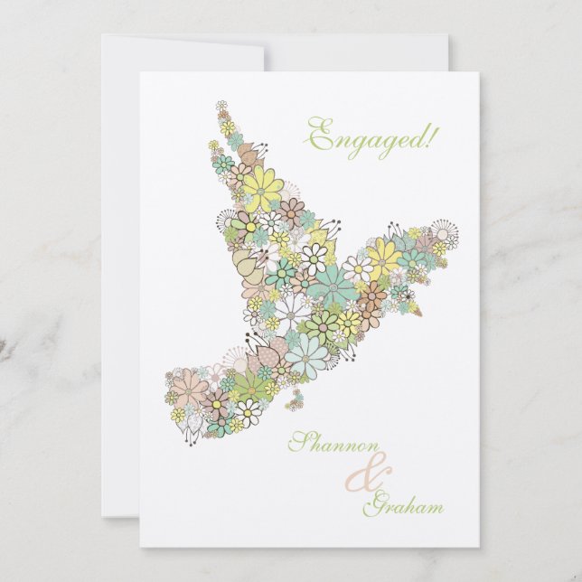 Engagement Floral Love Bird Custom Party Invite (Front)