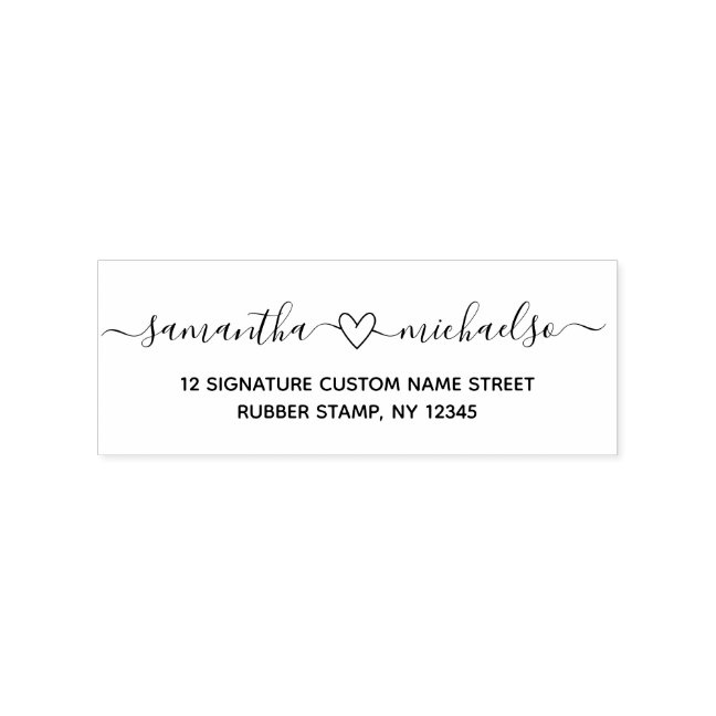 Engagement gift first names with heart rubber stamp