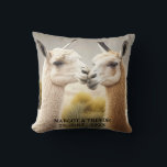 Engagement gift Kissing Llamas for Home Decor Throw Pillow<br><div class="desc">Looking for a fun and unique gift for your friends? Here it is: The irresistable throw pillow with a photo of two Llamas kissing. Add a pop of fun and love to your home decor with the Kissing Lamas Throw Pillow! This adorable pillow features a colorful photo of two lamas...</div>