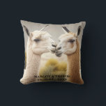 Engagement gift Kissing Llamas for Home Decor Throw Pillow<br><div class="desc">Looking for a fun and unique gift for your friends? Here it is: The irresistable throw pillow with a photo of two Llamas kissing. Add a pop of fun and love to your home decor with the Kissing Lamas Throw Pillow! This adorable pillow features a colorful photo of two lamas...</div>