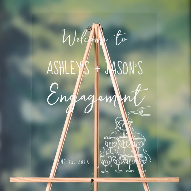 Engagement hand drawn Welcome Sign Acrylic Sign (Neutral)