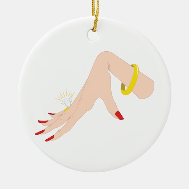 Engagement Hand Ring Ceramic Ornament (Front)