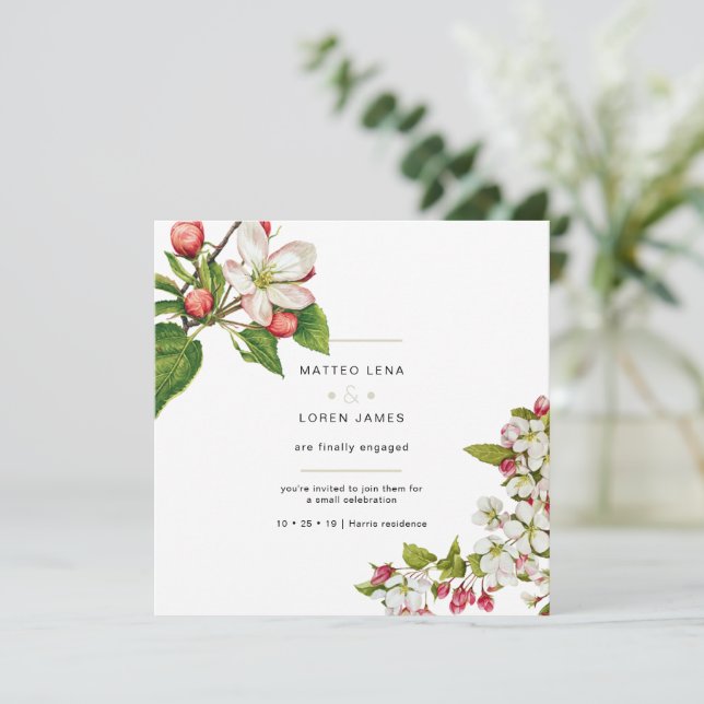 Engagement Invitation (Floral) (Standing Front)