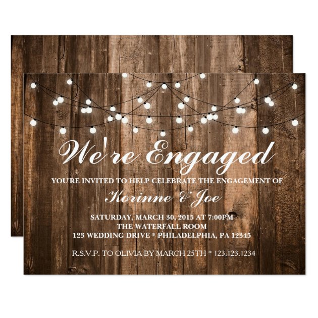 Engagement Invitation Wood And Lights