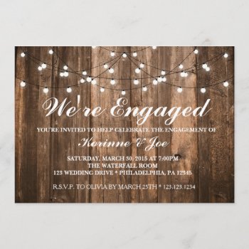 Engagement Invitation Wood And Lights by PixieToesInvitations at Zazzle