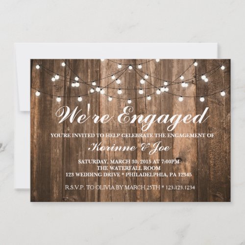 Engagement Invitation Wood and Lights