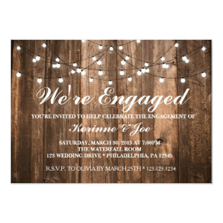 Engagement Invitation Wood and Lights