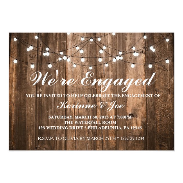Engagement Invitation Wood And Lights