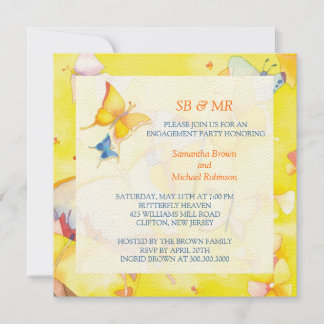 Engagement Invitations: Colorful Butterflies Invitation