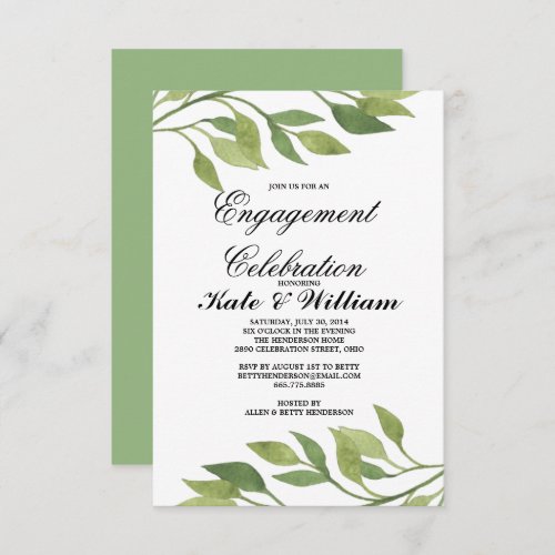 ENGAGEMENT INVITE CARD GREEN LEAVES