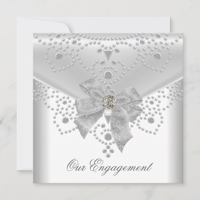 Engagement Invite White Silver Overlay Bow Jewel (Front)