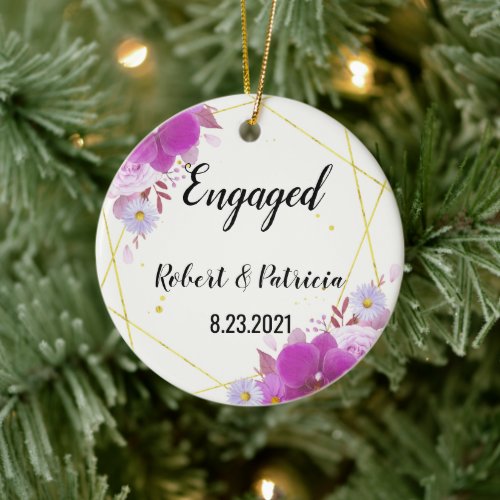 Engagement Keepsake 2023 First Christmas Engaged Ceramic Ornament