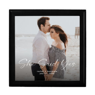 Engagement Keepsake Box She Said Yes Photo Custom