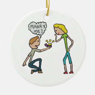 Engagement Marry Me Proposal Ceramic Ornament