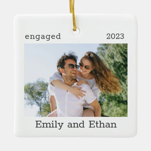 Engagement Minimal Photo Modern Couple Ornament