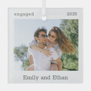 Engagement Minimal Photo Modern Couple Ornament