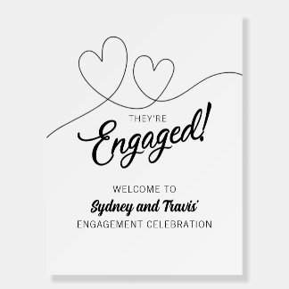 Engagement, Modern, Black and white, Foam Board