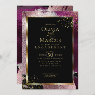 ENGAGEMENT Modern Bold Abstract Wine Strokes Invitation