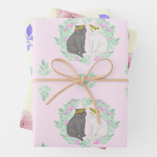 Engagement or wedding set wrapping paper sheets