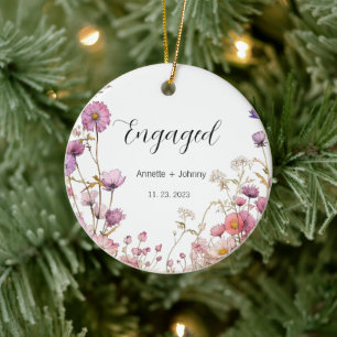 Engagement Ornament, Engaged Ornament, Bridal Ceramic Ornament