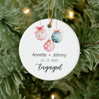 Engagement Ornament, Engaged Ornament, Bridal Ceramic Ornament