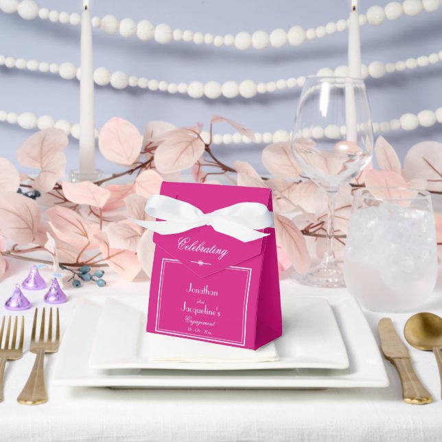 Engagement Party Beautiful Magenta Script Chic  Favor Boxes (Wedding)