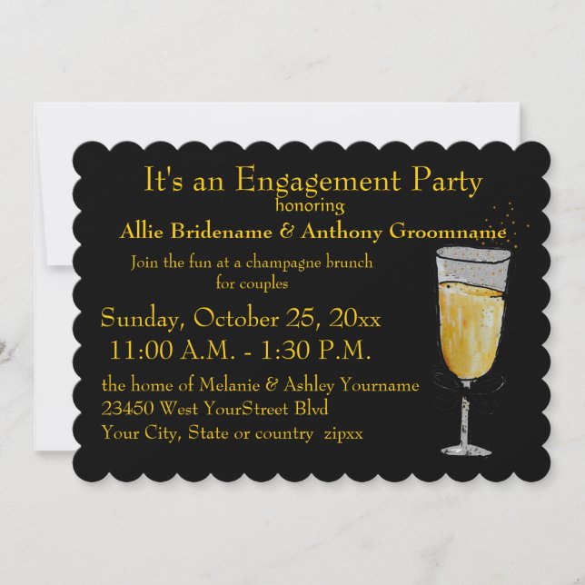 Engagement Party Black and Gold Invitation (Front)