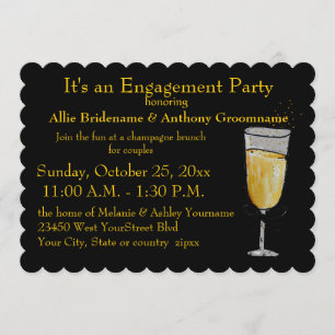 Engagement Party Black and Gold Invitation