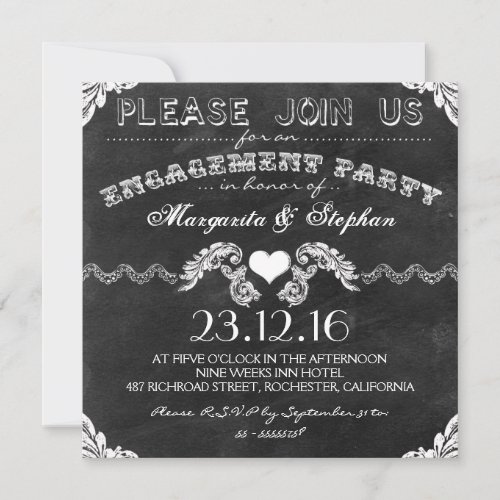 engagement party black chalkboard invitations