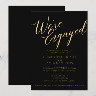 Engagement Party Black Gold Typography Invitation