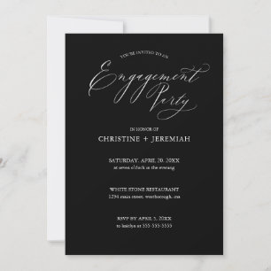 Engagement Party Black White Typography Invitation