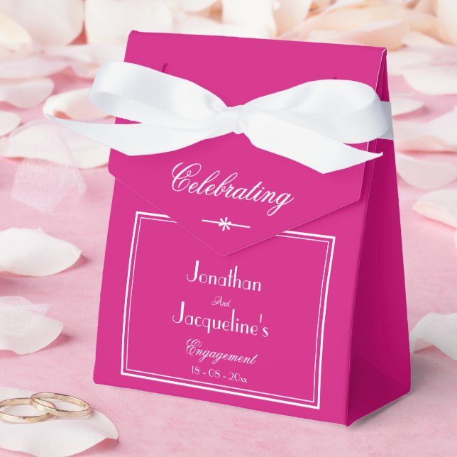 Engagement Party boho chic magenta script cool  Favor Boxes (Wedding)