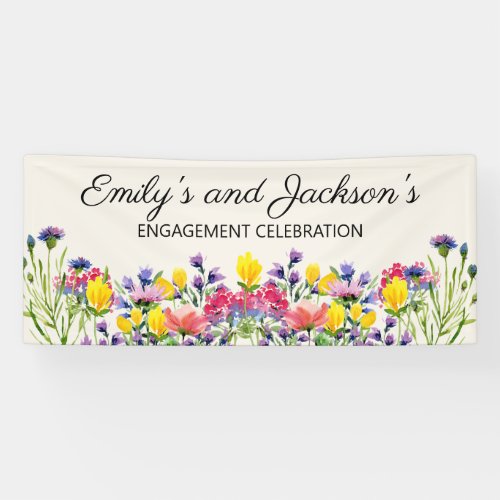 Engagement Party Celebration Wildflowers Names Banner